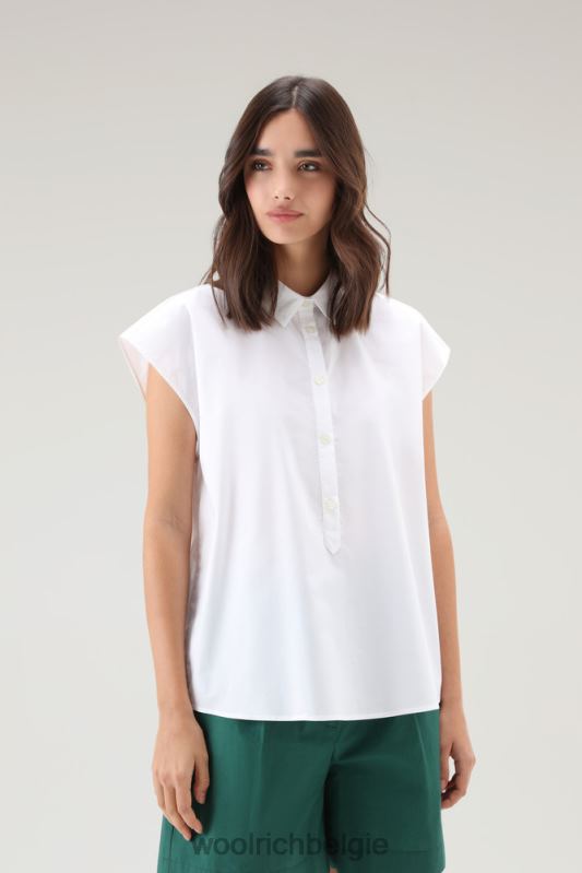 Poplin blouse van puur katoenpopeline Woolrich vrouwen 8TTN018 Helder wit kleding