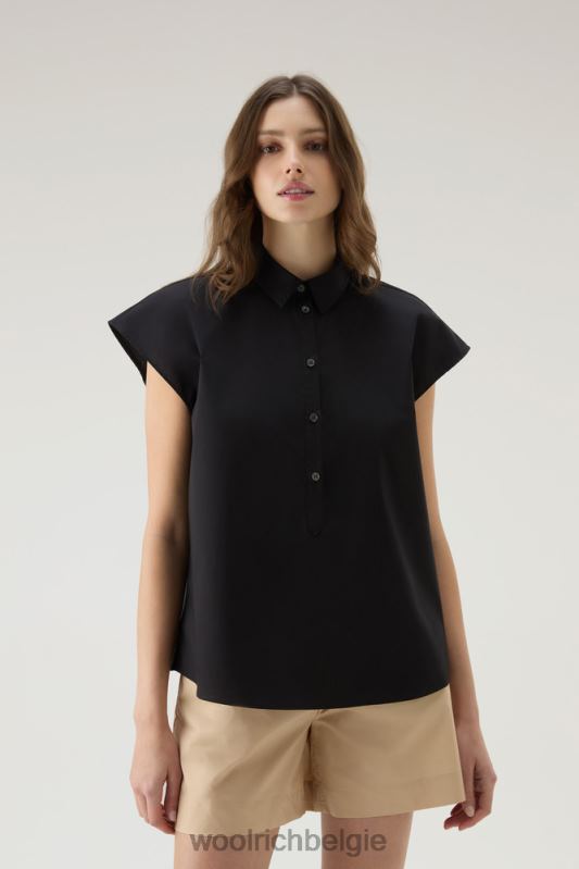 Poplin blouse van puur katoenpopeline Woolrich vrouwen 8TTN039 zwart kleding