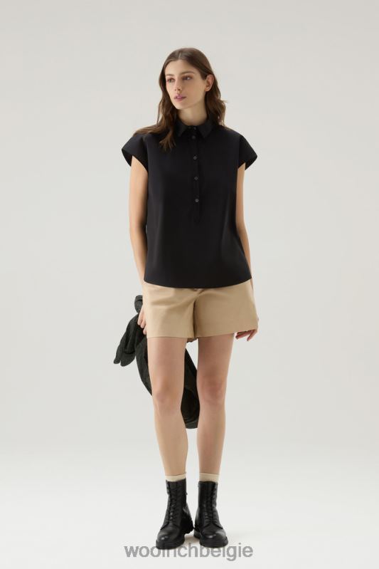 Poplin blouse van puur katoenpopeline Woolrich vrouwen 8TTN039 zwart kleding