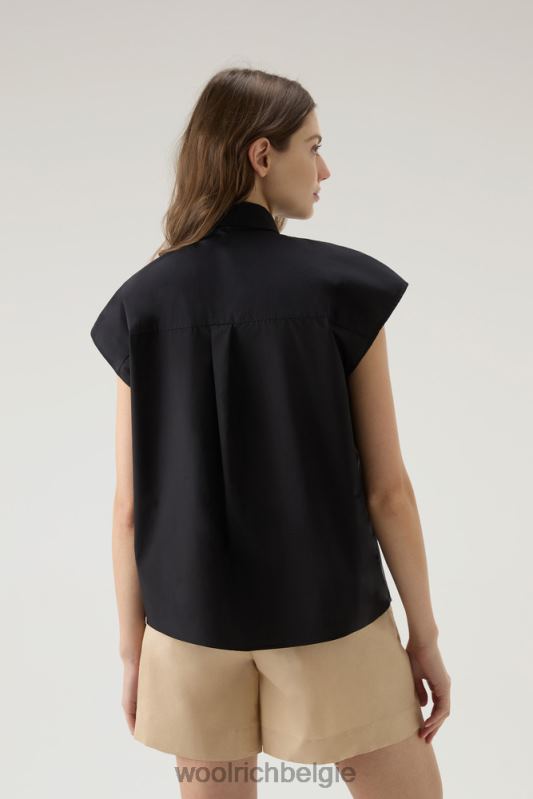 Poplin blouse van puur katoenpopeline Woolrich vrouwen 8TTN039 zwart kleding