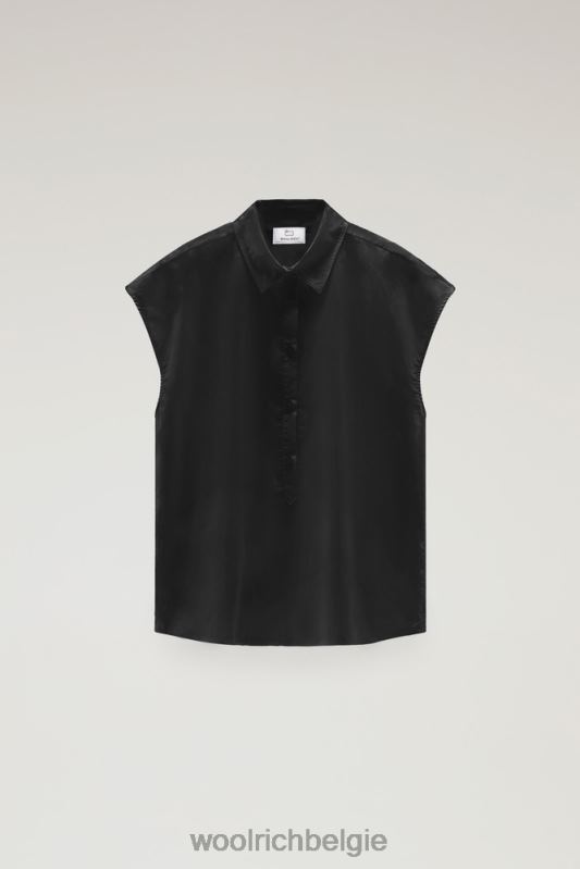 Poplin blouse van puur katoenpopeline Woolrich vrouwen 8TTN039 zwart kleding