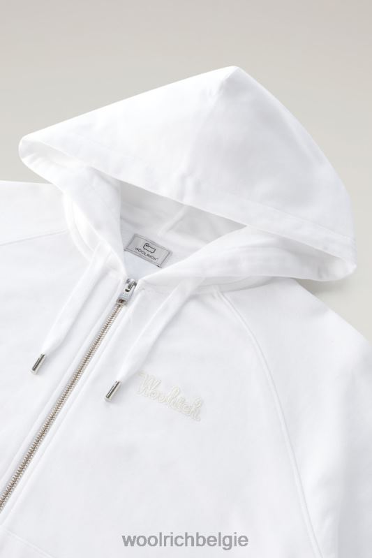 Puur katoenen hoodie met driekwart mouwen Woolrich vrouwen 8TTN0161 Helder wit kleding