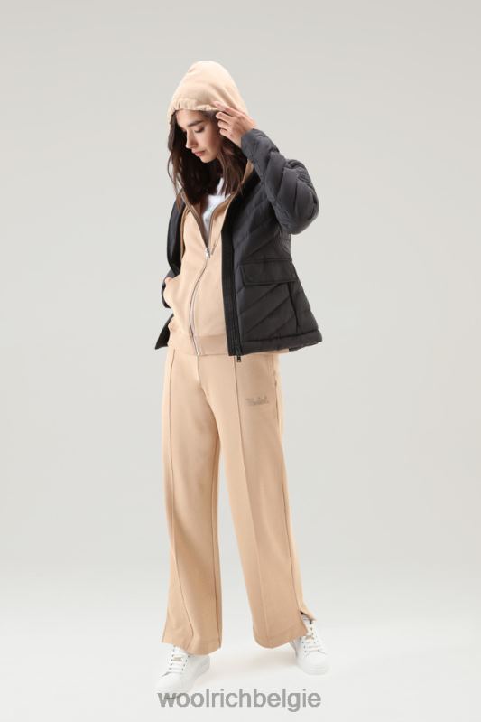 Puur katoenen hoodie met driekwart mouwen Woolrich vrouwen 8TTN048 veer beige kleding