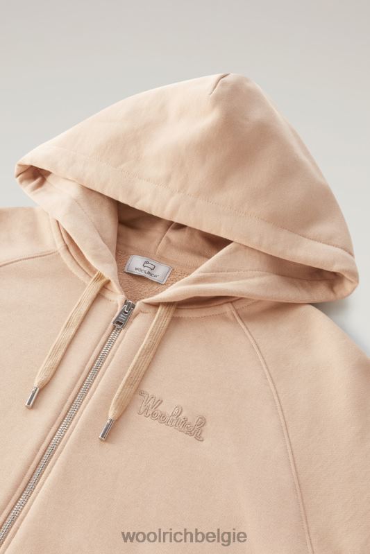 Puur katoenen hoodie met driekwart mouwen Woolrich vrouwen 8TTN048 veer beige kleding