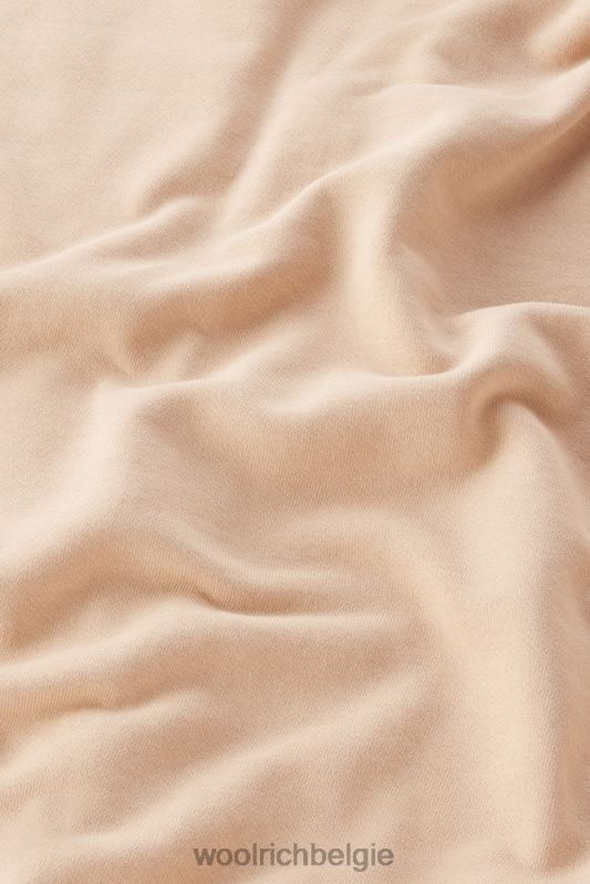 Puur katoenen hoodie met driekwart mouwen Woolrich vrouwen 8TTN048 veer beige kleding