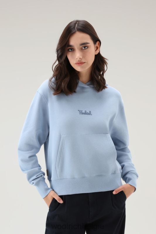 Puur katoenen hoodie met geborduurd logo Woolrich vrouwen 8TTN0328 bleek indigo kleding