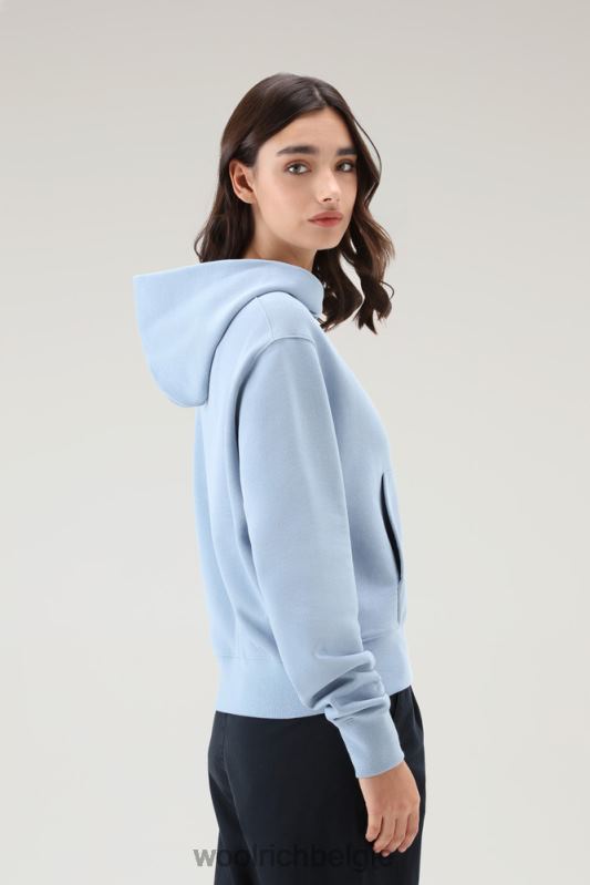 Puur katoenen hoodie met geborduurd logo Woolrich vrouwen 8TTN0328 bleek indigo kleding