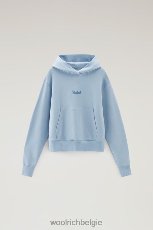 Puur katoenen hoodie met geborduurd logo Woolrich vrouwen 8TTN0328 bleek indigo kleding