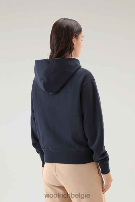 Puur katoenen hoodie met geborduurd logo Woolrich vrouwen 8TTN0329 Melton blauw kleding