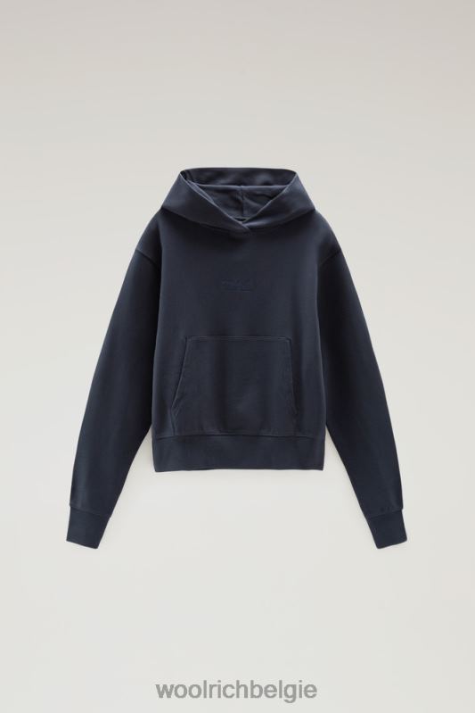 Puur katoenen hoodie met geborduurd logo Woolrich vrouwen 8TTN0329 Melton blauw kleding
