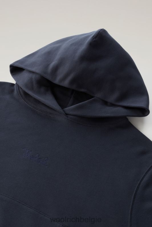 Puur katoenen hoodie met geborduurd logo Woolrich vrouwen 8TTN0329 Melton blauw kleding