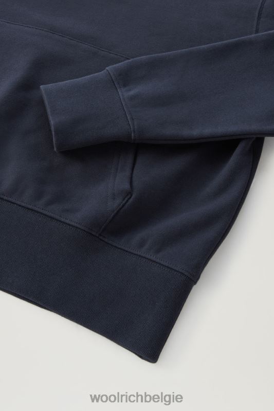Puur katoenen hoodie met geborduurd logo Woolrich vrouwen 8TTN0329 Melton blauw kleding