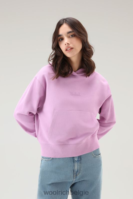 Puur katoenen hoodie met geborduurd logo Woolrich vrouwen 8TTN0330 rokerige roos kleding