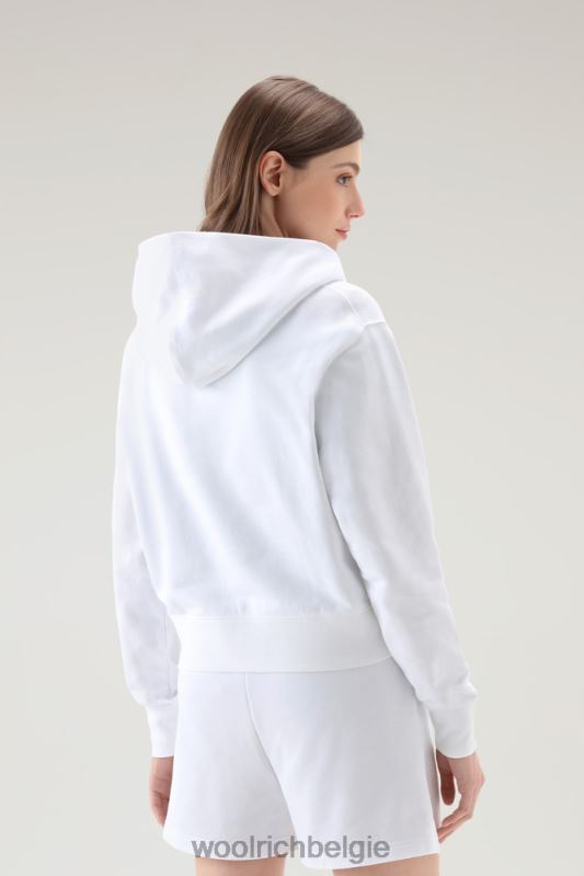 Puur katoenen hoodie met geborduurd logo Woolrich vrouwen 8TTN0331 Helder wit kleding