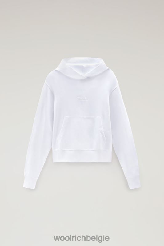 Puur katoenen hoodie met geborduurd logo Woolrich vrouwen 8TTN0331 Helder wit kleding