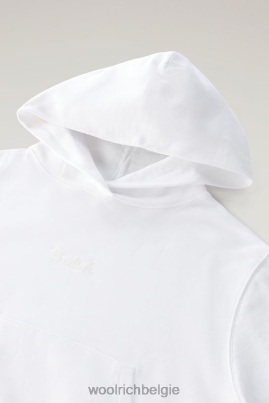 Puur katoenen hoodie met geborduurd logo Woolrich vrouwen 8TTN0331 Helder wit kleding