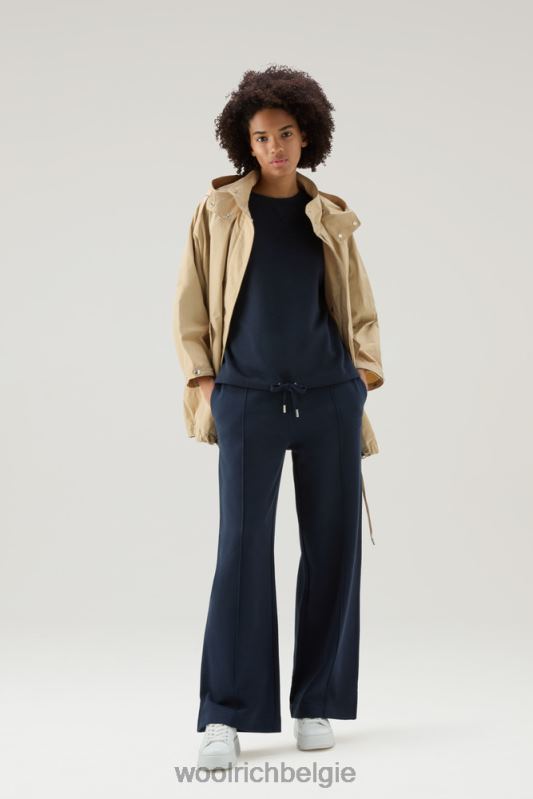 Puur katoenen ronde hals met driekwart mouwen Woolrich vrouwen 8TTN0117 Melton blauw kleding
