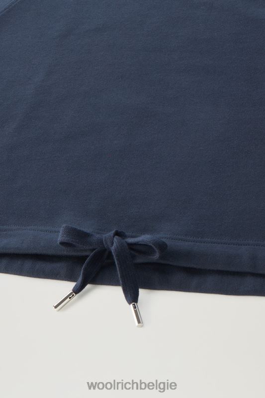 Puur katoenen ronde hals met driekwart mouwen Woolrich vrouwen 8TTN0117 Melton blauw kleding