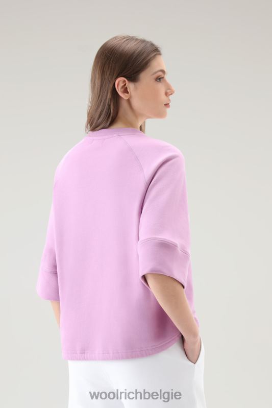 Puur katoenen ronde hals met driekwart mouwen Woolrich vrouwen 8TTN0127 rokerige roos kleding