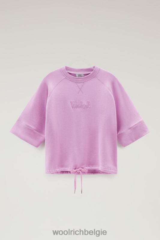 Puur katoenen ronde hals met driekwart mouwen Woolrich vrouwen 8TTN0127 rokerige roos kleding