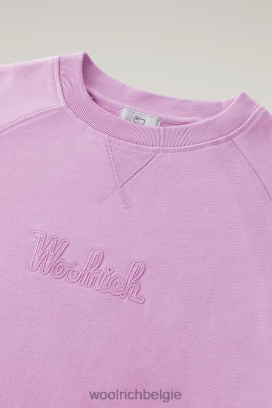 Puur katoenen ronde hals met driekwart mouwen Woolrich vrouwen 8TTN0127 rokerige roos kleding