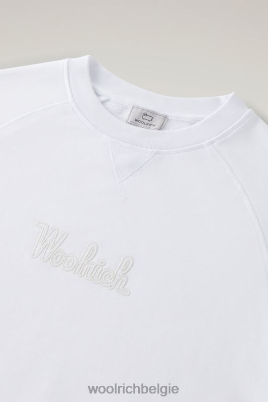 Puur katoenen ronde hals met driekwart mouwen Woolrich vrouwen 8TTN069 Helder wit kleding