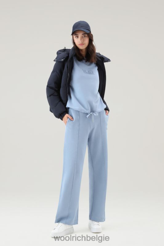 Puur katoenen ronde hals met driekwart mouwen Woolrich vrouwen 8TTN079 bleek indigo kleding
