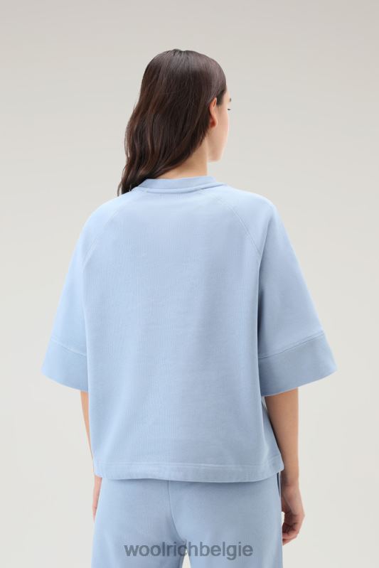 Puur katoenen ronde hals met driekwart mouwen Woolrich vrouwen 8TTN079 bleek indigo kleding