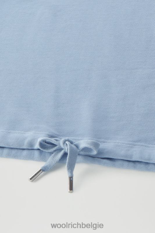 Puur katoenen ronde hals met driekwart mouwen Woolrich vrouwen 8TTN079 bleek indigo kleding