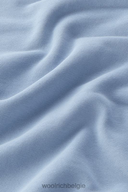 Puur katoenen ronde hals met driekwart mouwen Woolrich vrouwen 8TTN079 bleek indigo kleding