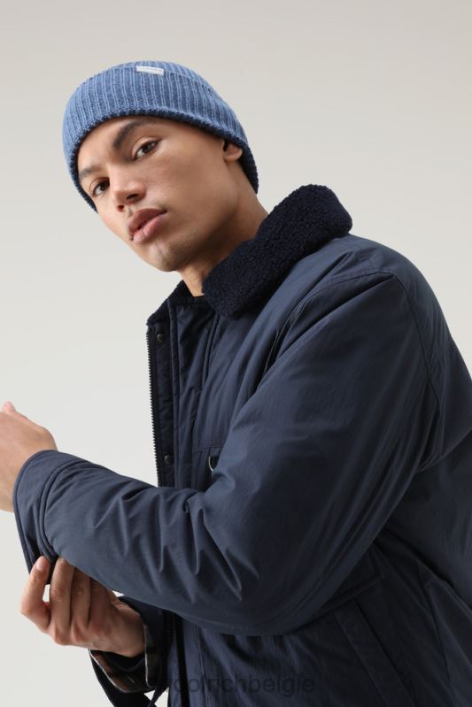 Ripstop truckerjack met voering van sherpawol Woolrich Heren 8TTN0649 Melton blauw kleding