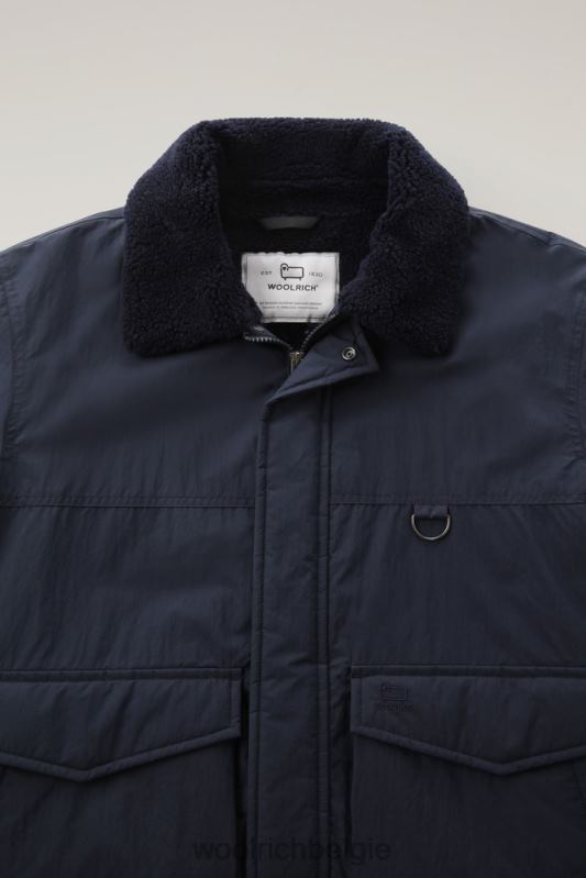 Ripstop truckerjack met voering van sherpawol Woolrich Heren 8TTN0649 Melton blauw kleding