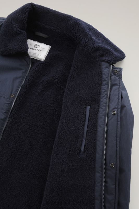 Ripstop truckerjack met voering van sherpawol Woolrich Heren 8TTN0649 Melton blauw kleding