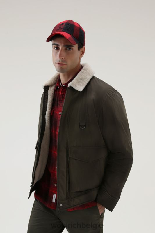 Ripstop truckerjack met voering van sherpawol Woolrich Heren 8TTN0655 donkergroen kleding