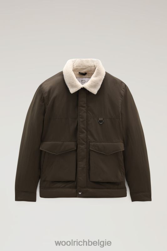 Ripstop truckerjack met voering van sherpawol Woolrich Heren 8TTN0655 donkergroen kleding