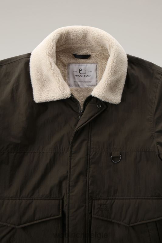 Ripstop truckerjack met voering van sherpawol Woolrich Heren 8TTN0655 donkergroen kleding