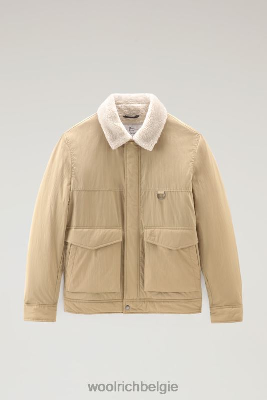 Ripstop truckerjack met voering van sherpawol Woolrich Heren 8TTN0680 goud kaki kleding