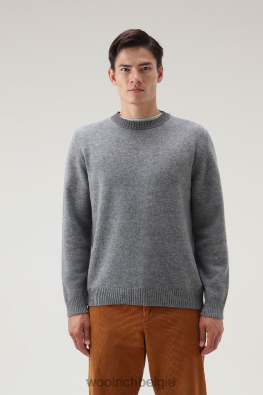 Ronde hals van merino scheerwol met tweed-effect Woolrich Heren 8TTN0718 grijs gemêleerd kleding