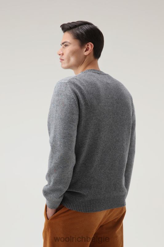 Ronde hals van merino scheerwol met tweed-effect Woolrich Heren 8TTN0718 grijs gemêleerd kleding