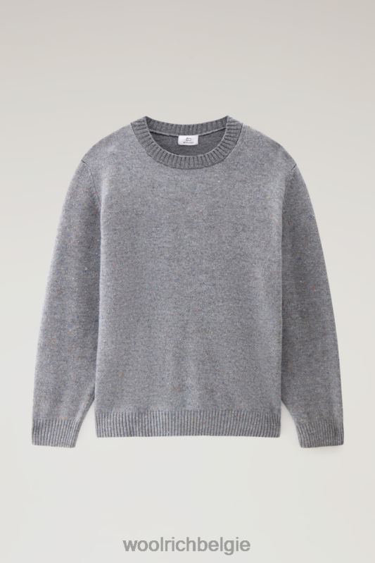 Ronde hals van merino scheerwol met tweed-effect Woolrich Heren 8TTN0718 grijs gemêleerd kleding