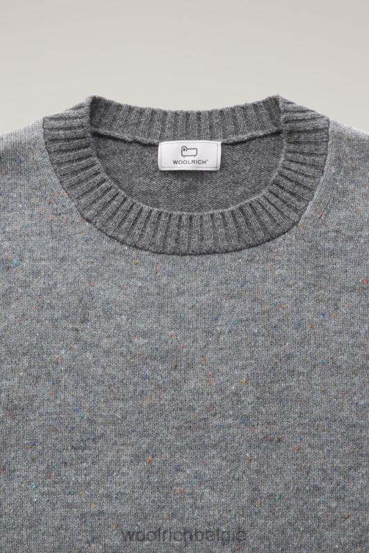 Ronde hals van merino scheerwol met tweed-effect Woolrich Heren 8TTN0718 grijs gemêleerd kleding