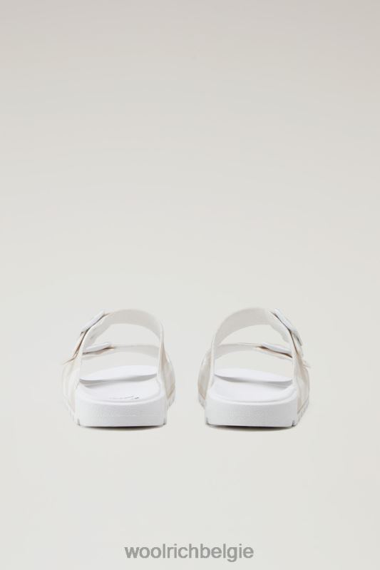 Sandalen met geruit patroon van veganistisch leer met dubbele gesp Woolrich vrouwen 8TTN0193 ruitje wit gebroken wit schoenen