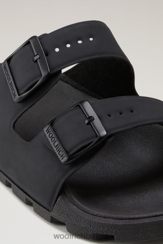 Sandalen van veganistisch leer met gespen Woolrich vrouwen 8TTN091 zwart schoenen