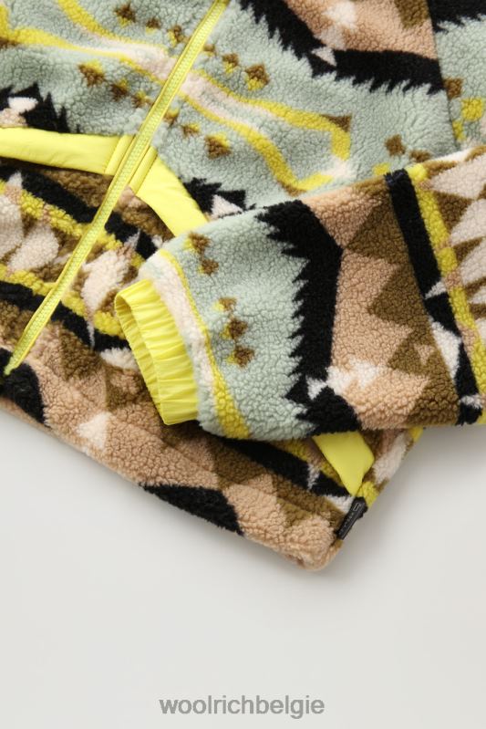Sherpa-jack van wolmix met jacquard-afwerking Woolrich vrouwen 8TTN0260 woestijn salie kleding