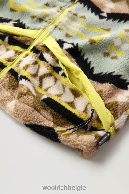 Sherpa-jack van wolmix met jacquard-afwerking Woolrich vrouwen 8TTN0260 woestijn salie kleding
