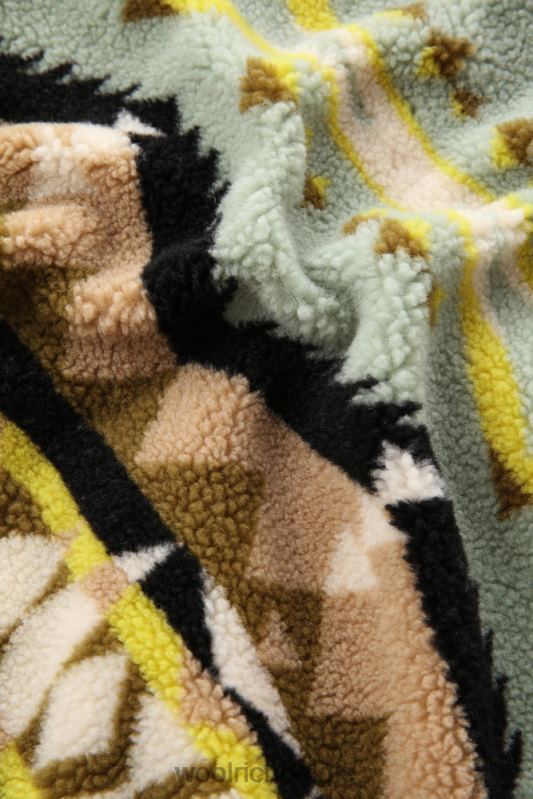 Sherpa-jack van wolmix met jacquard-afwerking Woolrich vrouwen 8TTN0260 woestijn salie kleding