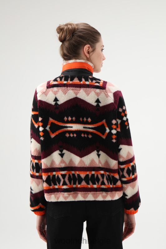 Sherpa-jack van wolmix met jacquard-afwerking Woolrich vrouwen 8TTN0265 zwart kleding