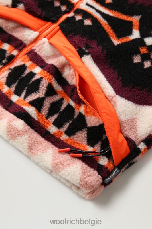 Sherpa-jack van wolmix met jacquard-afwerking Woolrich vrouwen 8TTN0265 zwart kleding
