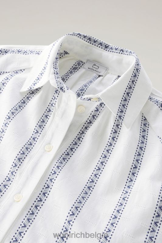 Shirtjurk met ruches van puur katoen Woolrich vrouwen 8TTN0166 melkachtige crème kleding