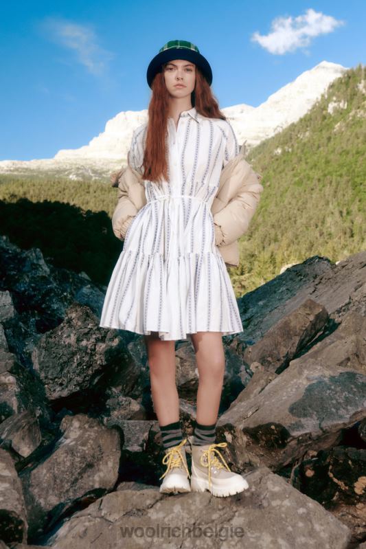 Shirtjurk met ruches van puur katoen Woolrich vrouwen 8TTN0166 melkachtige crème kleding
